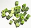 30 6mm Olive Fiber Optic Cat Eye Cube Beads